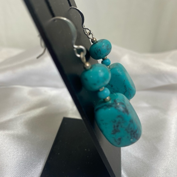 Premier Designs Silver-Tone Faux Turquoise Southwest Dangle Earrings - Picture 3 of 7